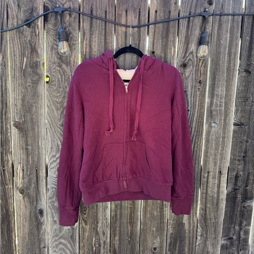 3/$15 CLEARANCE Kids Reflex magenta and white faux fur lined full-zip hoodie XL